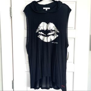 PEACE LOVE WORLD black hooded lightweight tunic NWT